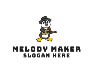 Singer - Penguin Guitar Musician logo design