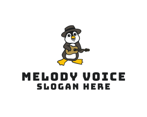 Singer - Penguin Guitar Musician logo design