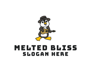 Penguin Guitar Musician logo design