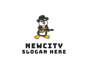 Penguin Guitar Musician logo design