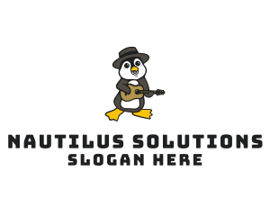 Penguin Guitar Musician logo design