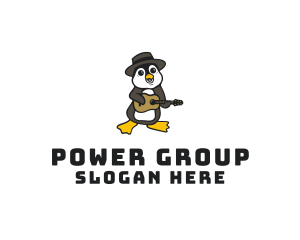 Penguin Guitar Musician logo design