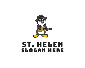 Penguin Guitar Musician logo design