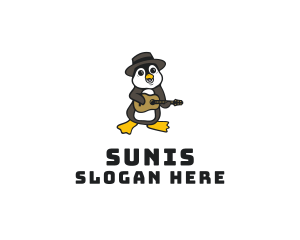 Penguin Guitar Musician logo design