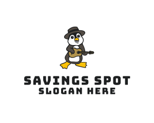 Penguin Guitar Musician logo design