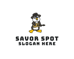 Penguin Guitar Musician logo design