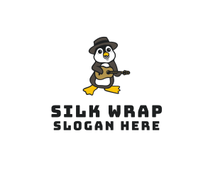 Penguin Guitar Musician logo design