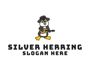 Penguin Guitar Musician logo design