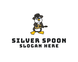 Penguin Guitar Musician logo design