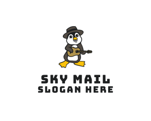 Penguin Guitar Musician logo design