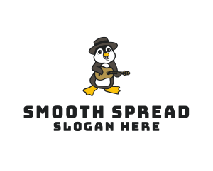 Penguin Guitar Musician logo design