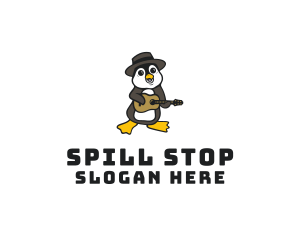 Penguin Guitar Musician logo design