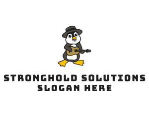 Penguin Guitar Musician logo design