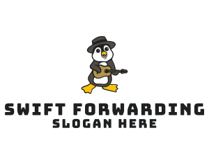 Penguin Guitar Musician logo design