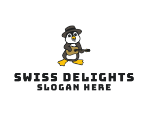 Penguin Guitar Musician logo design