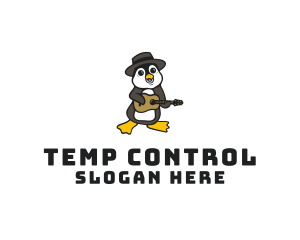 Penguin Guitar Musician logo design