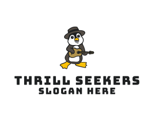 Penguin Guitar Musician logo design