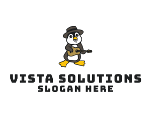 Penguin Guitar Musician logo design