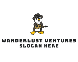 Penguin Guitar Musician logo design