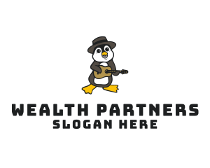 Penguin Guitar Musician logo design