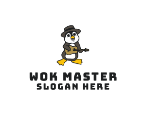 Penguin Guitar Musician logo design