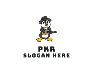 Penguin Guitar Musician logo design