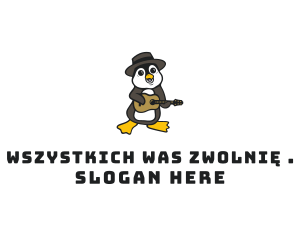 Penguin Guitar Musician logo design