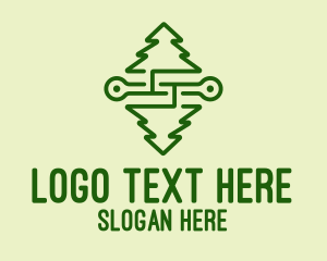 Agritech - Symmetrical Pine Tree logo design