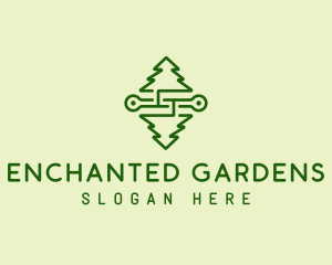 Symmetrical Pine Tree logo design