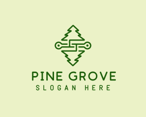 Symmetrical Pine Tree logo design