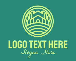 Outdoor - Green Eco House Cabin logo design