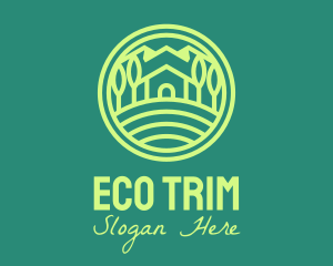 Green Eco House Cabin logo design