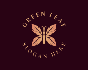 Elegant Leaf Butterfly logo design