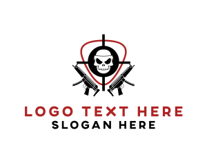 Soldier - Skull Target Rifle Gun logo design