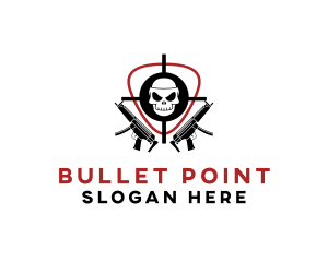 Gun - Skull Target Rifle Gun logo design