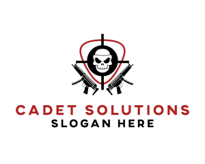 Cadet - Skull Target Rifle Gun logo design