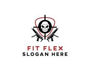 Skull - Skull Target Rifle Gun logo design