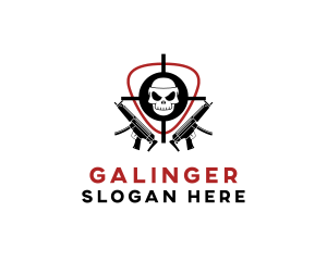 Rifle - Skull Target Rifle Gun logo design