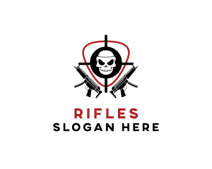 Skull Target Rifle Gun logo design