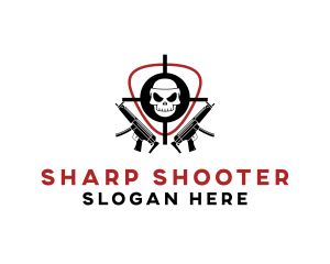 Rifle - Skull Target Rifle Gun logo design