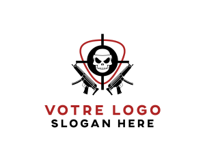 Crosshair - Skull Target Rifle Gun logo design