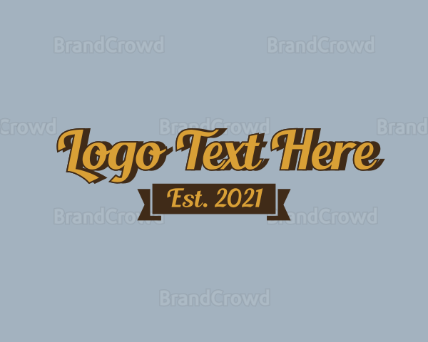 Retro Banner Script Logo