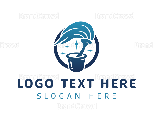 Blue Cleaning Mop Logo
