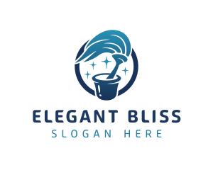 Home Cleaning - Blue Cleaning Mop logo design