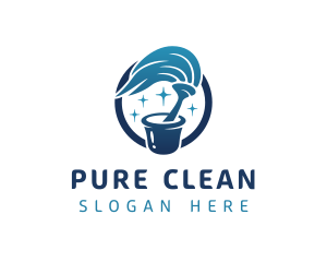 Blue Cleaning Mop logo design