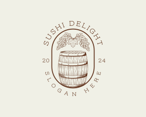 Grape Winery Barrel logo design