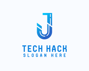 Hack - Cyber Tech Letter J logo design