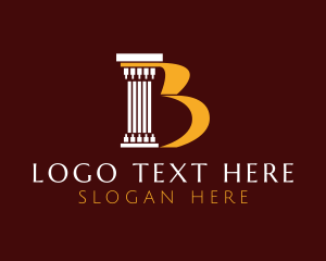 Column - Letter B Gold Bank Column logo design