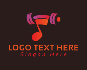 Weightlifting - Gradient Barbell Musical Note logo design