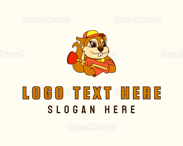 Plumber Plunger Squirrel Logo